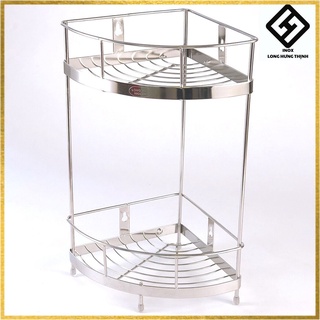 Kệ góc phòng tắm INOX 304 2 tầng cao cấp kệ góc tường 2 tầng đựng đồ dùng phòng bếp và phòng tắm
