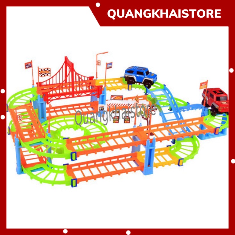 Lắp ráp đường ray ô tô sáng tạo (Bộ lắp ghép đường đua ô tô, đồ chơi xếp hình lắp ráp cho bé)