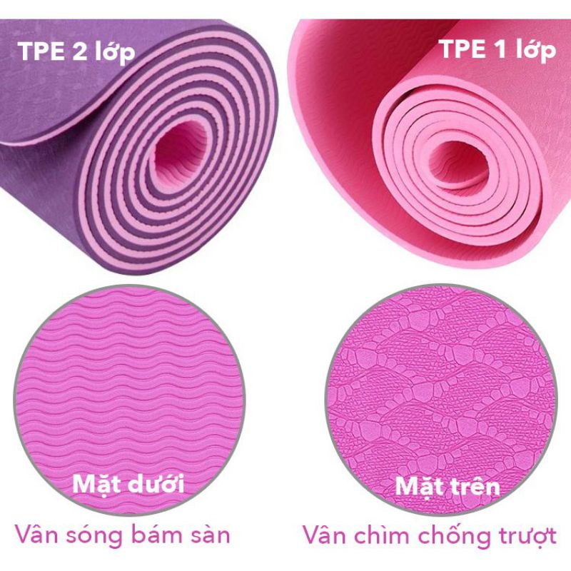 Thảm tập YOGA Chống chơn trượt, thảm tập Gym tại nhà tập thể dục chất liệu TPE 2 lớp