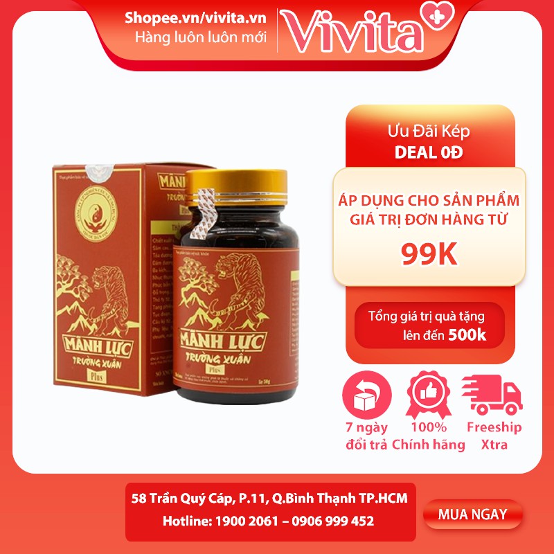 Mãnh Lực Trường Xuân Plus (Đỏ) - Hỗ Trợ Cải Thiện Yếu Sinh Lý Ở Đàn Ông