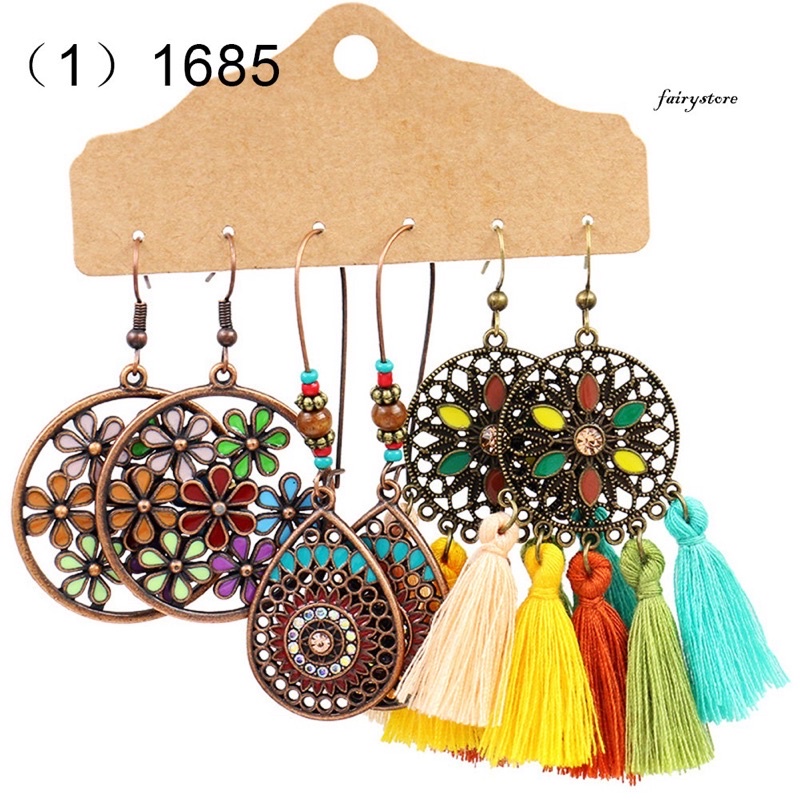 Combo 3 đôi bông tai đi biển thời trang phong cách Bohemian phóng khoáng dành cho nữ