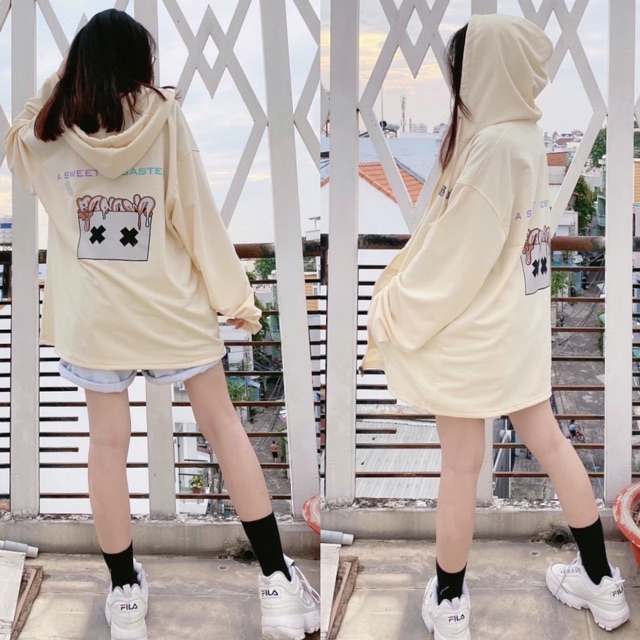 Áo Hoodie Zip A SWEET DIASTER/Áo Khoác Tay Dài Dây Kéo Ảnh Thật