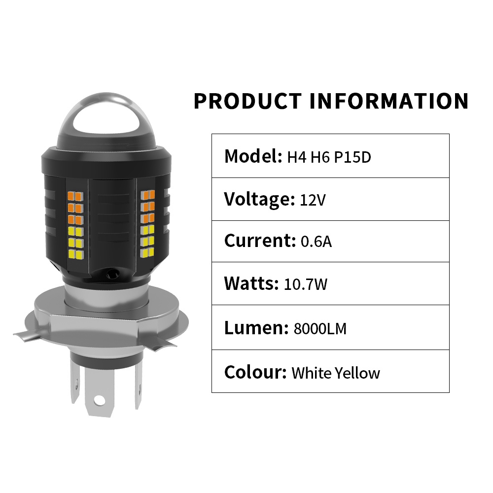 1 Đèn Pha LED H4 H6 T19 P15D BA20D DC12V-60V Siêu Sáng Dành Cho Xe Mô Tô