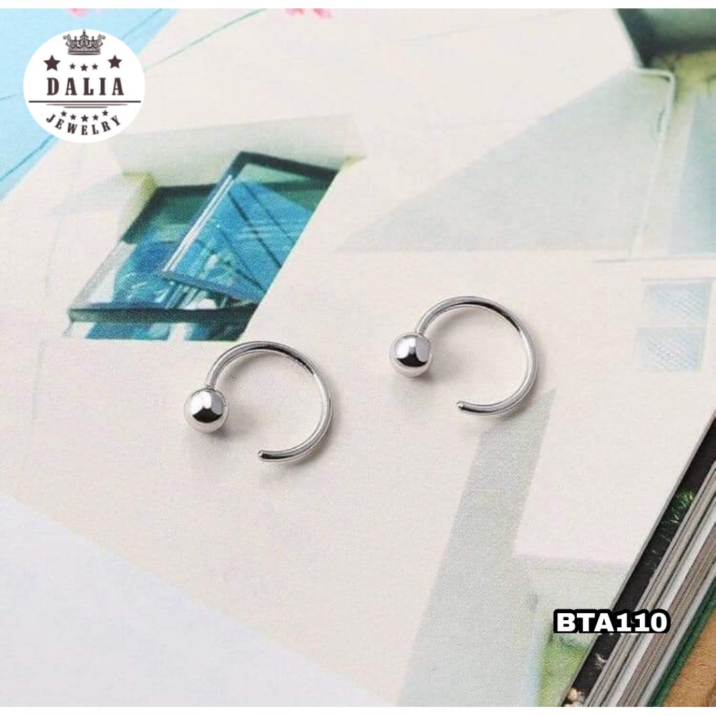 Bông tai bạc nữ dạng móc chấm bi DaLiA Jewelry khuyên tai bạc 925 nhỏ xinh basic