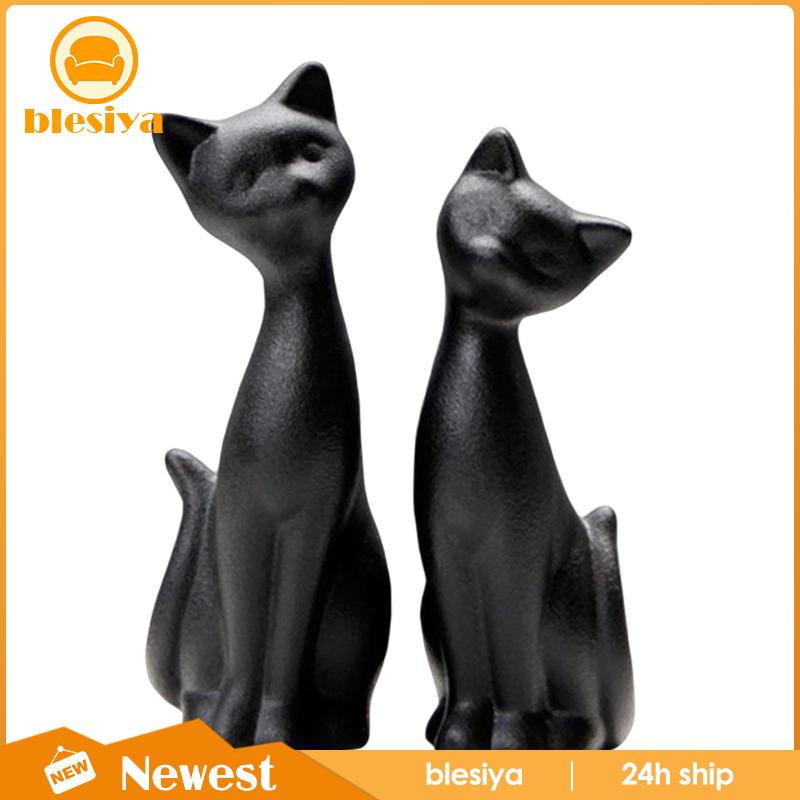 [Blesiya] Set 2 Tượng Mèo Con Trang Trí Kệ Sách Hiện Đại