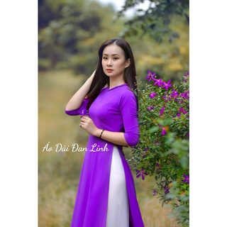 * Áo dài màu tím cẩm tết cổ cách điệu - Áo Dài Đan Linh