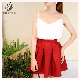 Chân váy ngắn, chân váy công sở xếp ly DIDI by LEDI vải bố xương cá màu Đỏ size S M L XL - V909