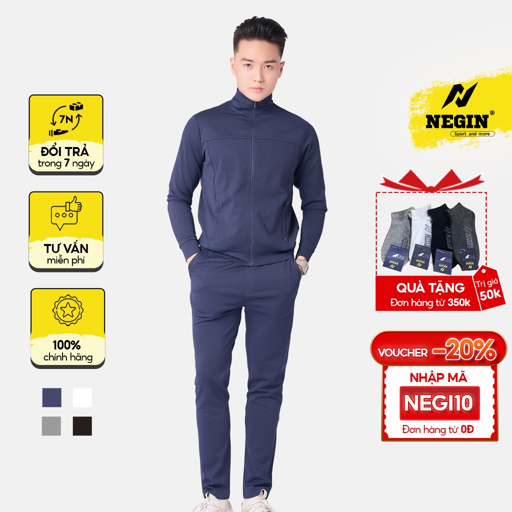 Bộ Quần Áo Nỉ Thể Thao Cho Nam NEGIN Dài Tay Chất Cotton Cao Cấp Co Giãn 4 Chiều, Dày Dặn Thoáng Khí BNI503M