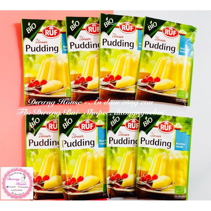 Pudding hữu cơ Ruf vị vani thật/cacao thật (mẫu mới) date 2023 46 gr