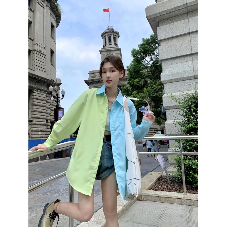 QOEDDV Áo Sơ Mi Chống Nắng Dáng Rộng Thời Trang Mùa Hè Hàn Quốc Cho Nữ