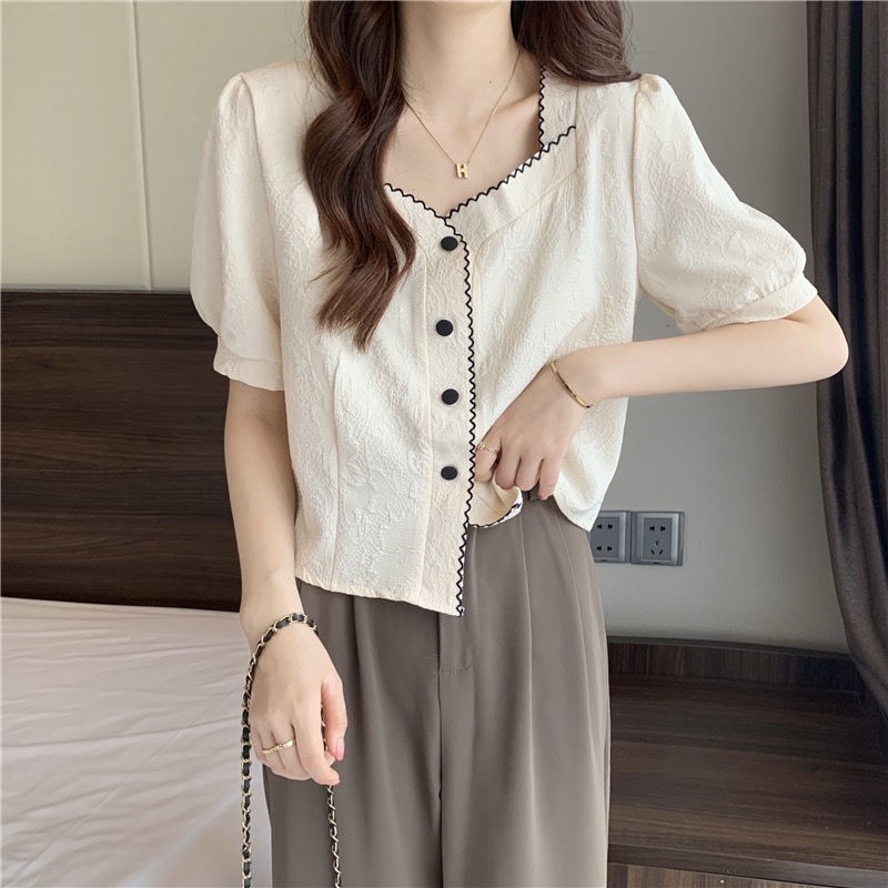 Áo Sơ Mi Voan In Họa Tiết Thời Trang Mùa Hè Pháp Dành Cho Nữ