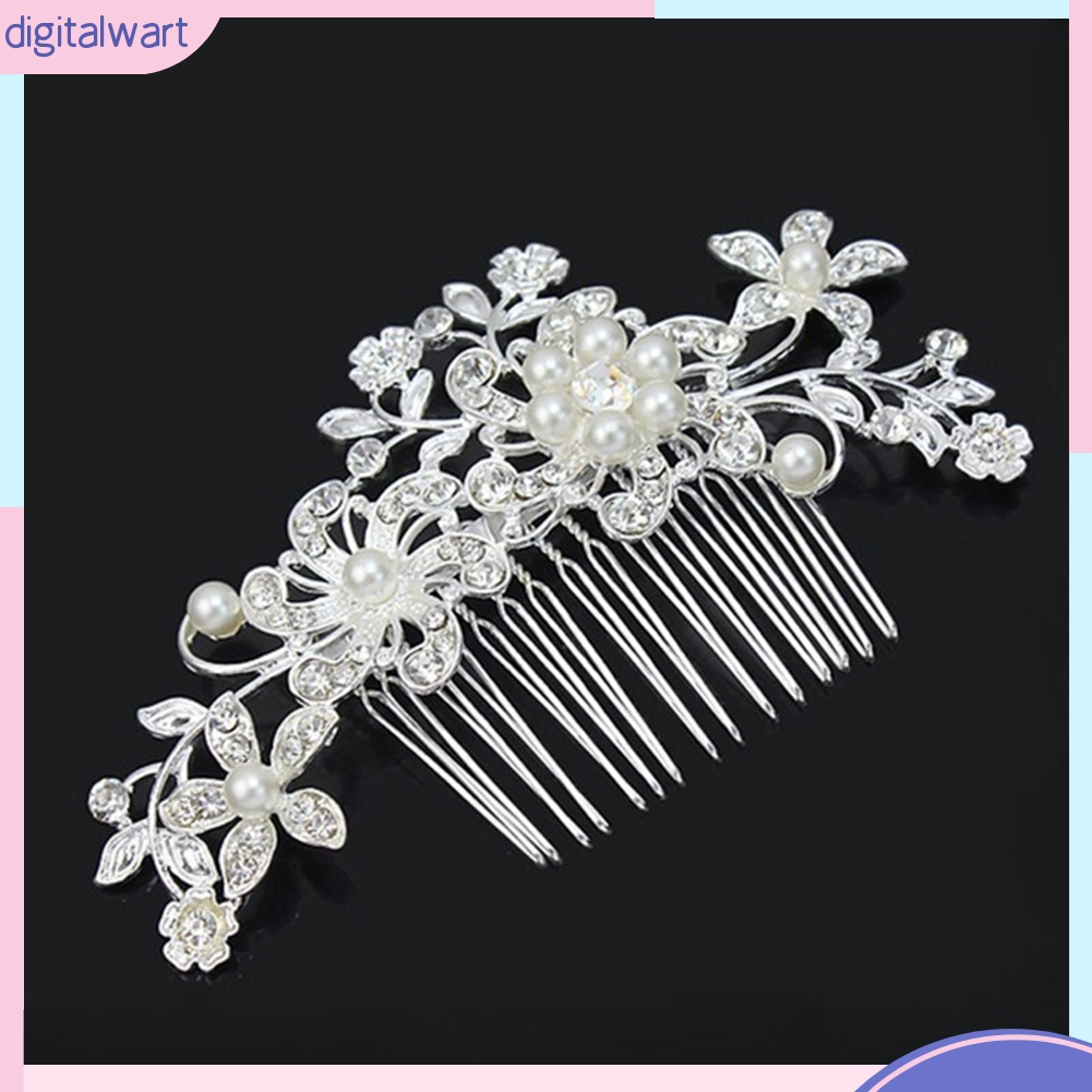 Lược Cài Tóc Hình Bông Hoa Đính Ngọc Trai Nhân Tạo Sang Trọng