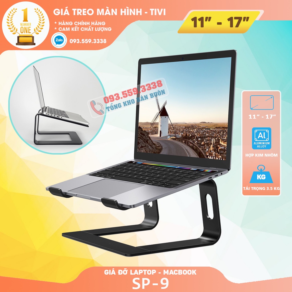 Giá đỡ để Laptop stand - Notebook Macbook  máy tính xách tay SP9L hợp kim nhôm có thể tháo rời kiêm tản nhiệt