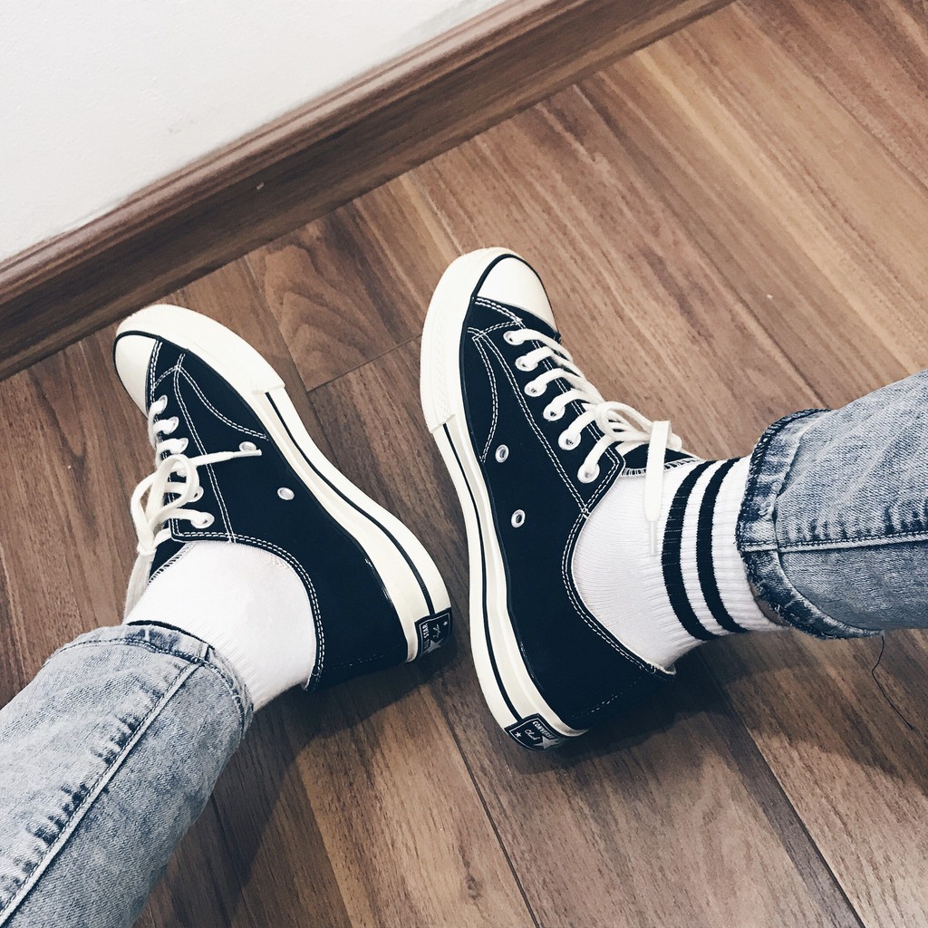 Giày Converse CV 1970s Cổ Thấp Nam Nữ Đen Mũi Bóng Lót Xanh Full Box Bill