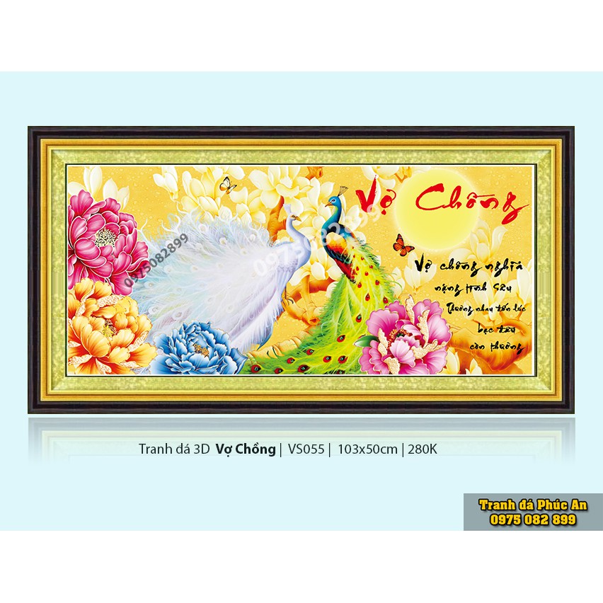 Tranh đính đá Vợ Chồng VS055 (khổ nhỏ) 103x50 cm