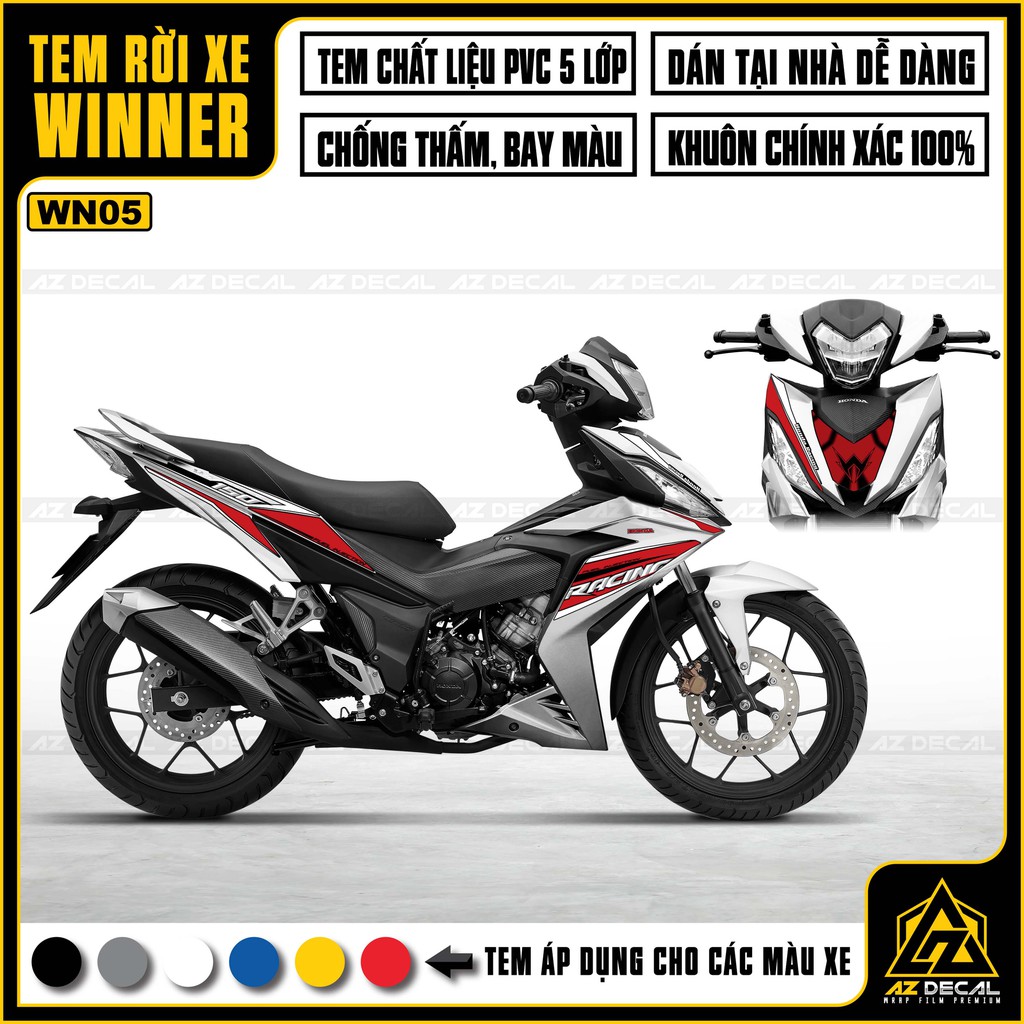 Tem Rời Xe Máy Winner V1 Racing 150 | WN05 | Decal PVC 5 Lớp Cao Cấp Chống Nước