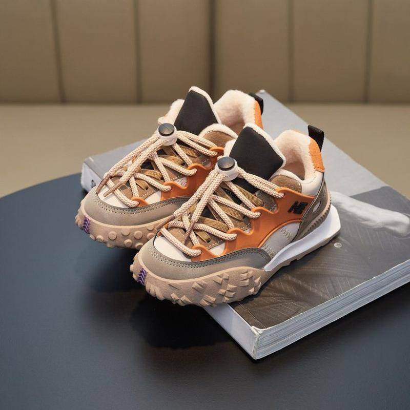 Giày Thể Thao Mùa Đông Bằng Cotton Lót Lông Cừu Trọng Lượng Nhẹ Thoải Mái Dễ Phối Đồ Phong Cách Hàn Quốc Cho Trẻ Em