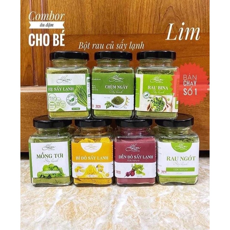 Combo ăn dặm thực đơn 7 loại rau cho bé ( 7 hũ- 150g)