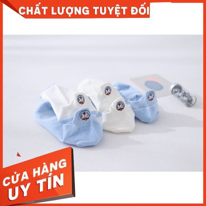 Tất nữ ngắn cổ doraemon ⚡Cao cấp, Giá rẻ⚡ Vớ nữ ngắn cổ thêu hình doraemon, cho các bạn yêu thích nhân vật doraemon