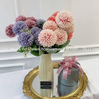 Bó 5 Bông Hoa Cúc Pingpong Giả Cao Cấp Merber Màu Hồng/Xanh/Tím/Cam - Bông Cúc Khô Decor Trang Trí Nhà Cửa, Để Bàn