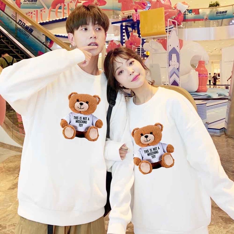 Áo đôi sweater unisex nam nữ, áo đôi thu đông in hình dễ thương cao cấp