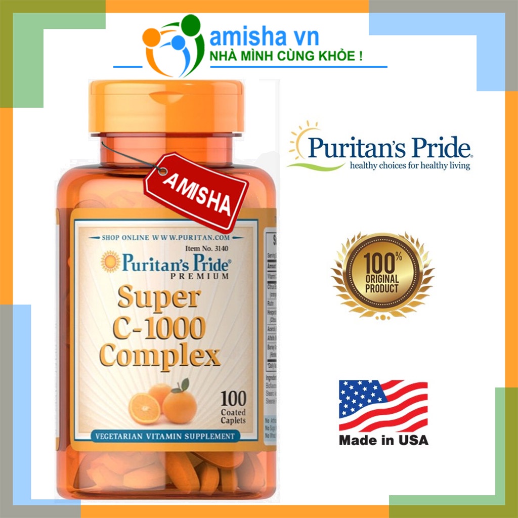 Viên Uống Bổ Sung Vitamin C 500-1000mg Puritan’s Pride Mỹ 50-100-250 Viên ( With Bioflavonoids & Wild Rose Hips)