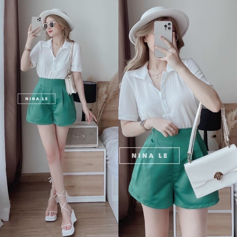 [Ảnh thật/Video] Áo phông Dingg croptop có cổ Montogi chất đẹp phong cách hàn Quốc