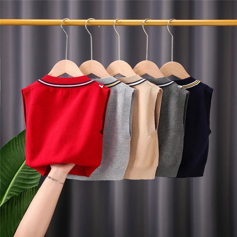 Áo Sweater Dệt Kim Không Tay Thời Trang Thu Đông Cho Bé Trai