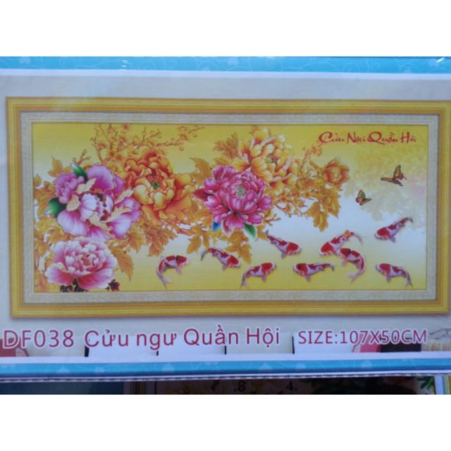 Tranh đính đá cửu ngư quần hội df038 ( 107*50)