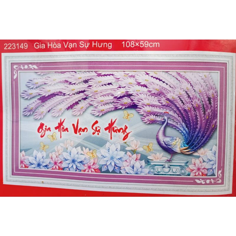 Tranh thêu chữ thập gia hòa vạn sự hưng (chưa thêu)