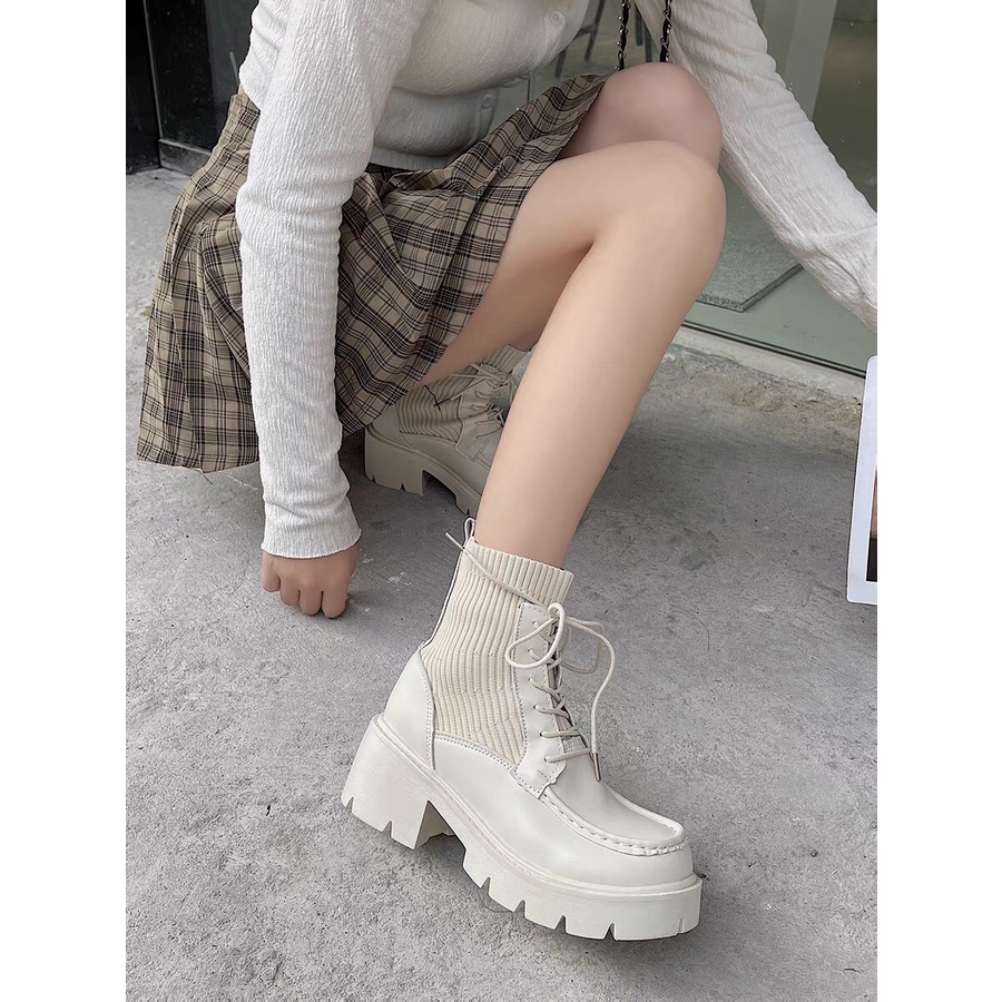Bốt cổ lửng siêu xinh, boot nữ đế cao 6cm MAKKI SHOP