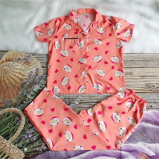 Bộ Pijama Áo Cộc Quần Dài
