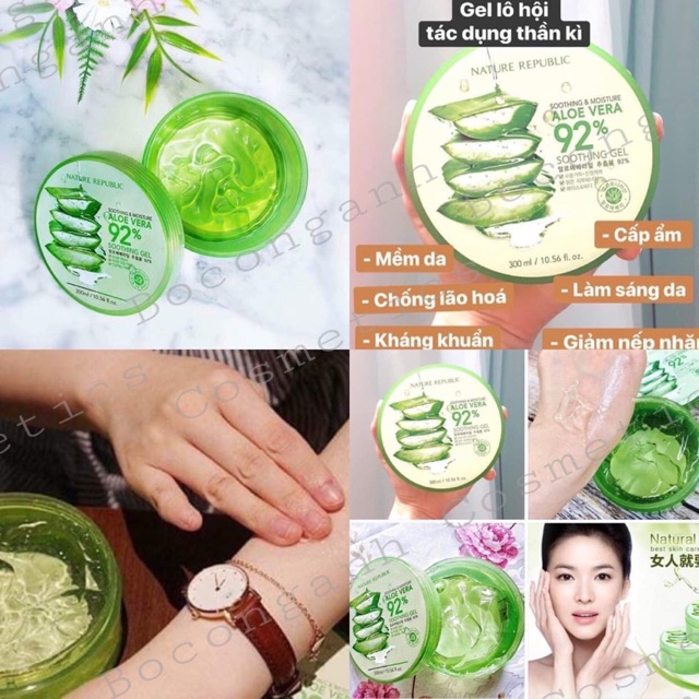 GEL LÔ HỘI SOOTHING & MOISTURE ALORVERA 92% NATURE REPUBLIC (SẴN)