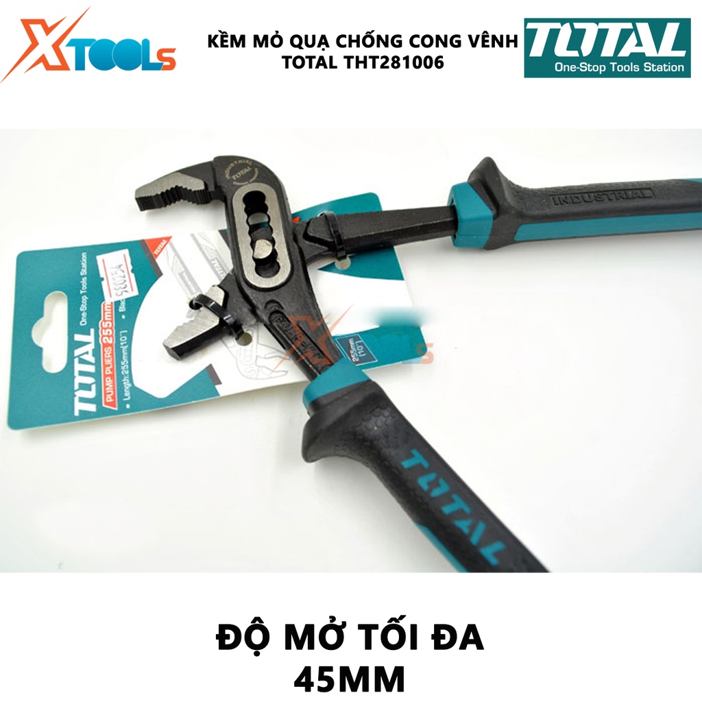 Kềm mỏ quạ TOTAL THT281006 Kìm mỏ quạ Kích thước 25x10x5cm chống gỉ sét, cách điện 1000V hỗ trợ cắt, kẹp các chi tiết kh