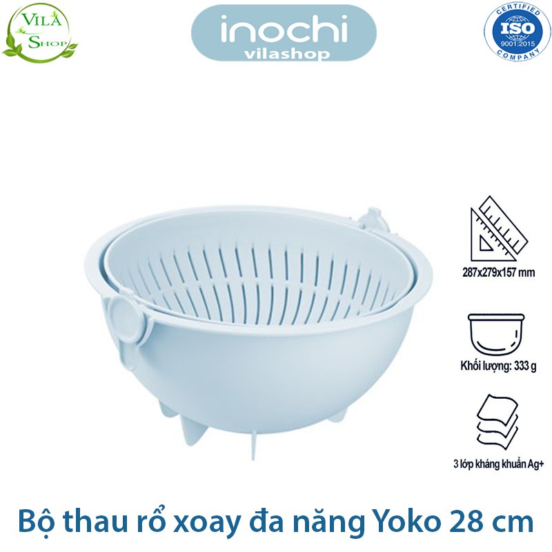 [ Bộ ] Thau Rổ Nhựa, Bộ Thau Rổ Xoay Đa Năng Yoko 28 cm, Chính Hãng Inochi Nhựa PP Nguyên Sinh - Kháng Khẩu - Khử Mùi