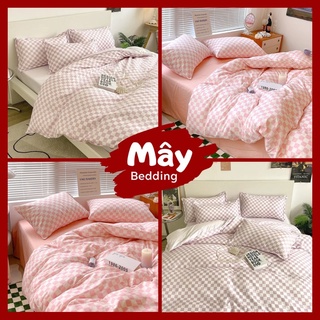 Bộ chăn ga gối Cotton Poly hoạ tiết caro hồng caro tím MÂY BEDDING đủ kích thước nệm