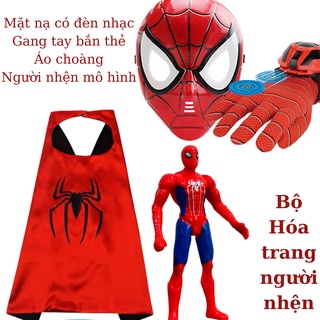 Combo Áo choàng, mặt nạ, găng tay bắn đĩa hóa trang người Nhện siêu đẳng