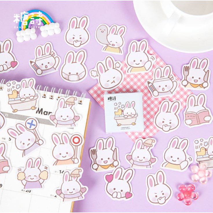 Bộ 45 Sticker Gà Và Thỏ E73