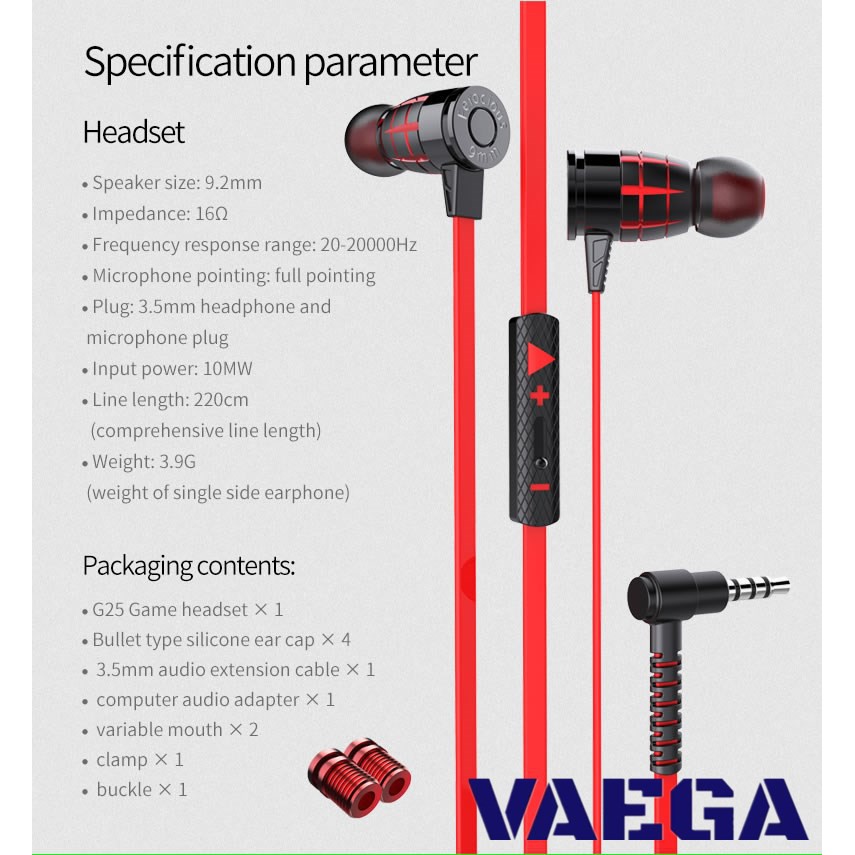 Tai nghe gaming nhét tai - Plextone G25 - Bass sâu-Âm thanh cực chất-Chính hãng