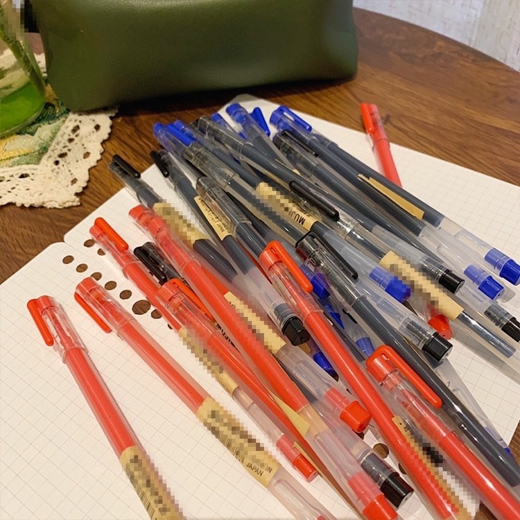 Bộ 10 cây bút gel MUJI Bút mực gel viết mực đen ngòi 0.5mm đồ dùng học tập