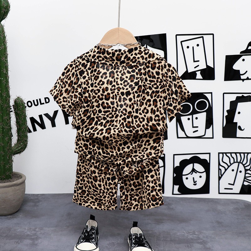 Set Đồ Mùa Hè 2 Món Bằng Cotton In Họa Tiết Da Báo Thời Trang Cho Bé Trai Sơ Sinh