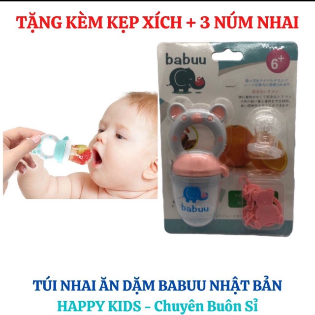 Túi nhai ăn dặm chống hóc Nhật Babuu (3 núm nhai)