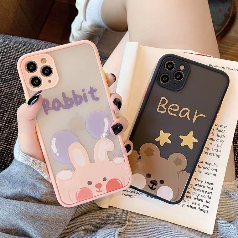 [ IPHONE ] - Ốp Lưng Nhám Chống Sock, Va Đập Bảo Vệ Camera Rabbit x Bear - G067