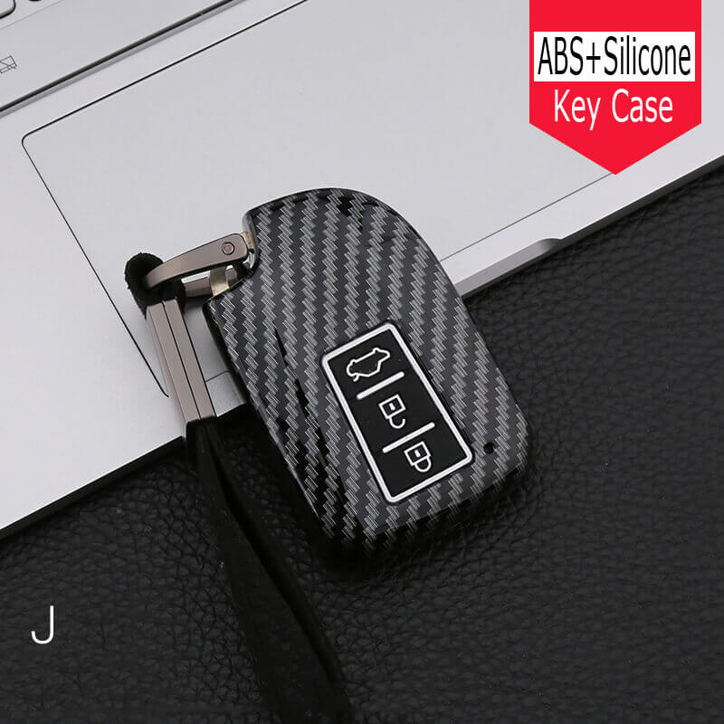 Vỏ Silicon Sợi Carbon Cứng Bảo Vệ Chìa Khóa Xe Hơi Toyota All-New Vios 2019-2021 Có 3 Nút Bấm
