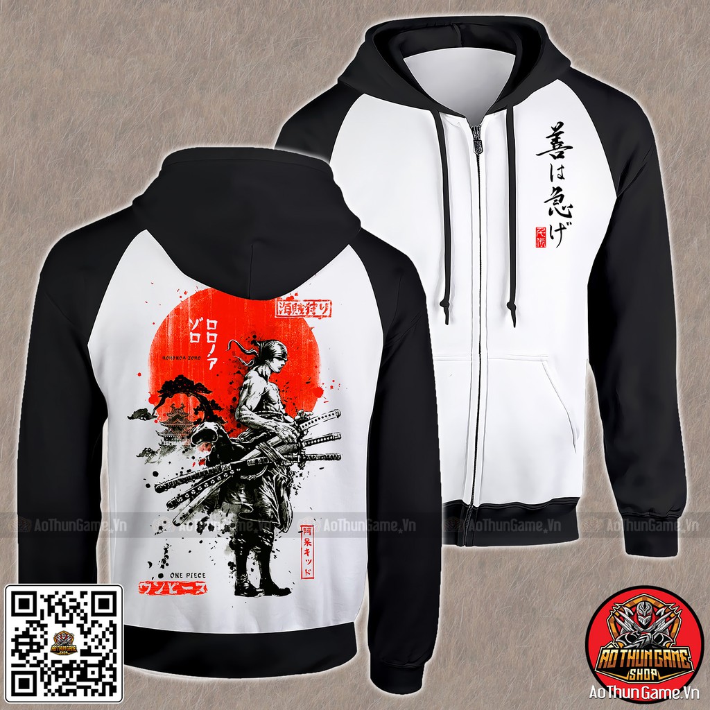 Áo khoác One Piece Zoro K01, Áo khoác hoodie Anime Manga One Piece Roronoa Zoro Unisex Nam Nữ