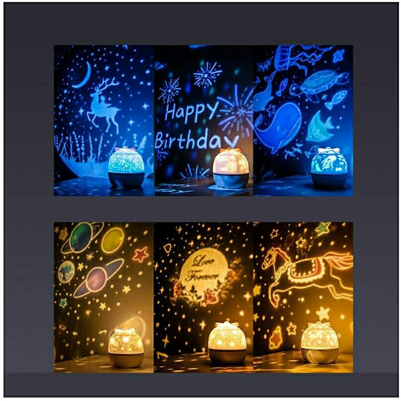 Đèn ngủ chiếu sao 3D, đèn ngàn sao chiếu trần xoay tự động kèm phát nhạc và 6 hình chiếu cổ tích, đại dương, sinh nhật | BigBuy360 - bigbuy360.vn