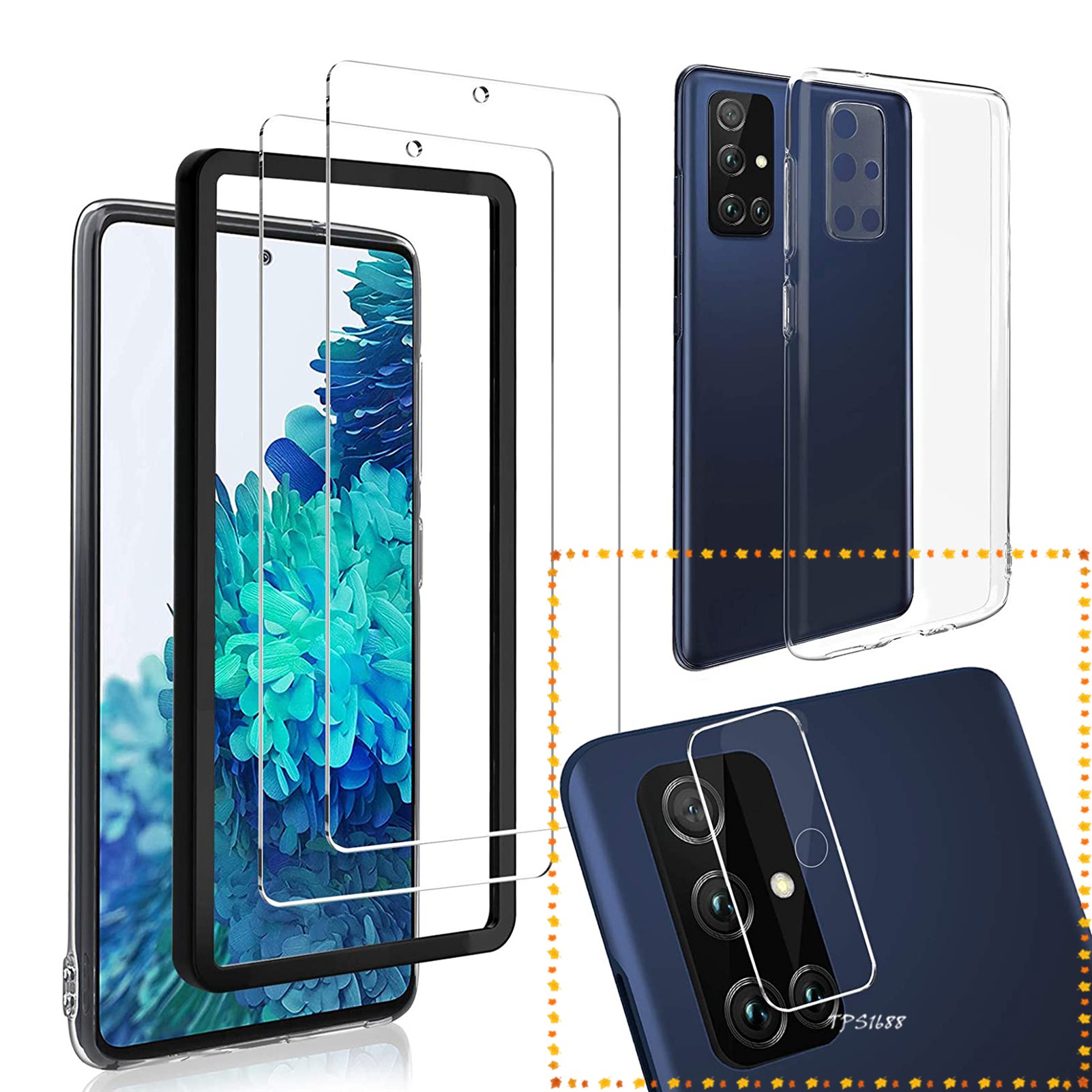 Set Kính Cường Lực Hd Chống Sốc Dùng Cho Samsung Galaxy A51 4g / 5g 2 + 1 + 1