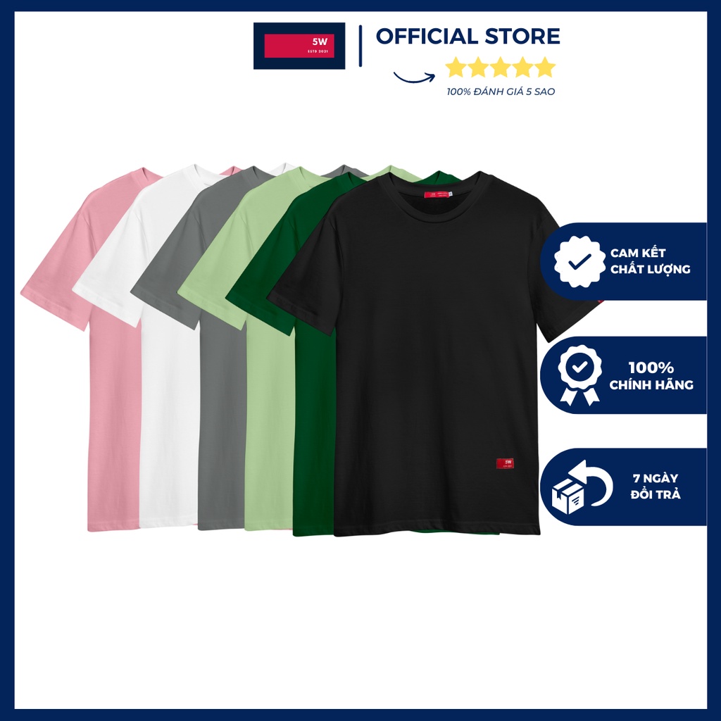 Áo thun unisex bigsize tay lỡ chất liệu cotton form trơn đen trắng nhiều màu dành cho nam nữ basic tee 5W - AT01