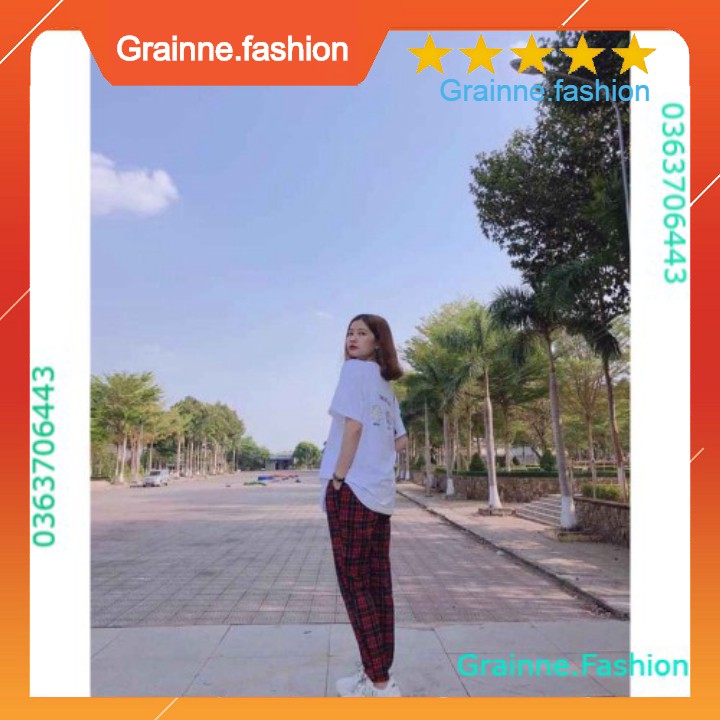 QUẦN BAGGY CARO KẺ SỌC ĐỎ BE XÁM XANH dáng chuẩn - Sp hot 💎 👗👑- GNFShop
