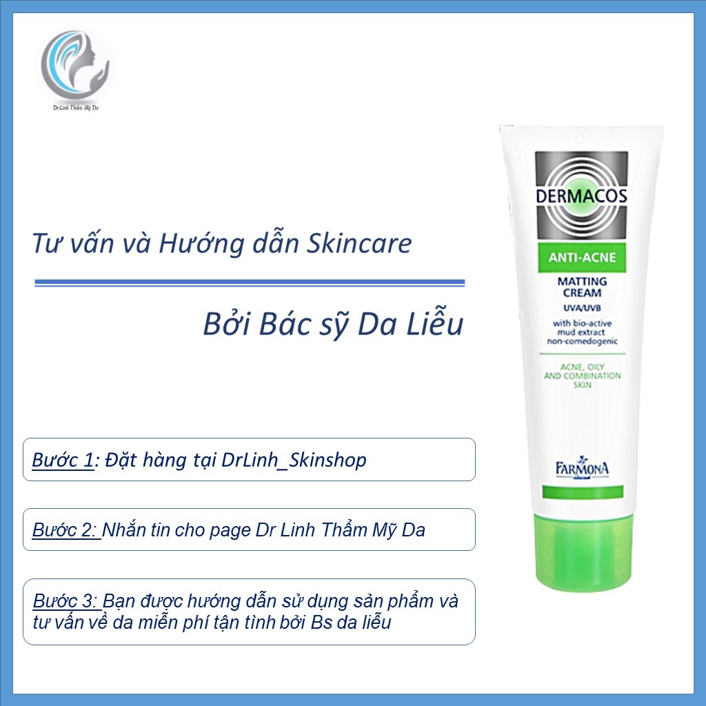 Kem dưỡng ẩm cho da dầu mụn Dermacos Anti Acne giảm bóng nhờn và ngừa mụn DA01